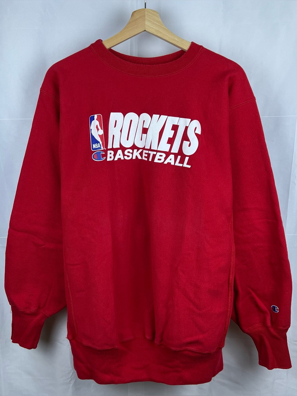 Vintage 90s Houston Rockets Champion Reverse Weave Sweatshirt NBA XL Red Mens